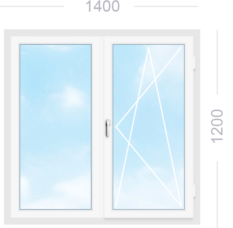 Двухстворчатое окно с поворотно-откидной створкой
